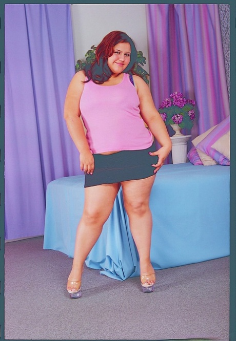 Fat lady in lingerie playing with her toys 43675224