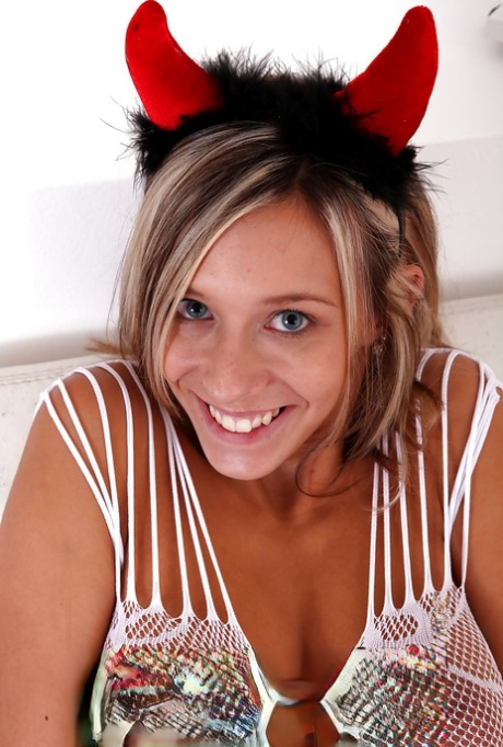 European teen Tracy Smile posing seductively in mesh lingerie 79598991